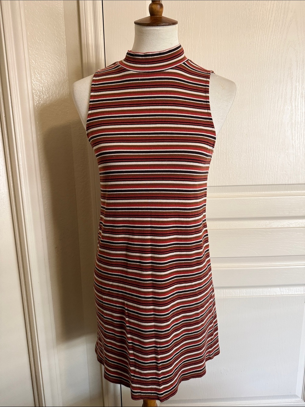 Others Follow Striped Sleeveless Mock Neck Mini Dress Sz Medium